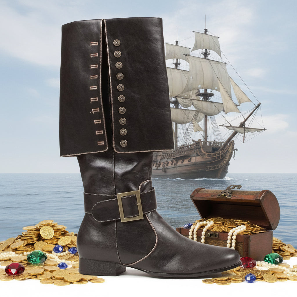 121-CAPTAIN 1031 Shoes 1"Heel Knee High Boots(Mens Sizes) KNEE HIGH