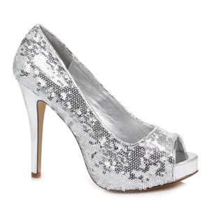 415-FLAMINGO 4" HEEL OPEN TOE Sequined Pumps