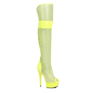 609-IVY 6" Peep Toe Thigh High Mesh Boot