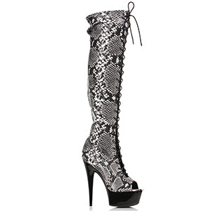 609-ZOELLE 6" Peeptoe Thigh High Boot with Laces and Side Zipper