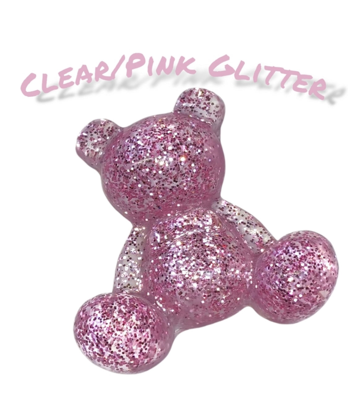 Clear Pink Glitter Sparkle Resin Bear
