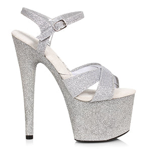 709-VICKY 7" Heel Pointed Stiletto Glitter Platform and Upper Sandal