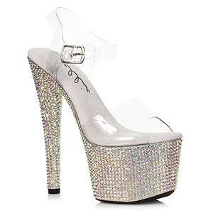 709-ZIAMOND 7" Stiletto With Multi-color Rhinestone Platform