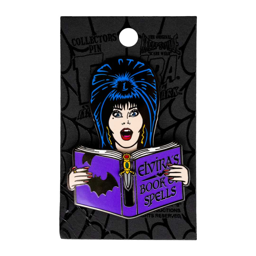 Elvira Books Of Spells Moving Enamel Pin