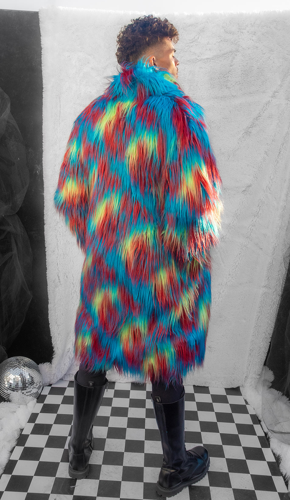FR154 - Unisex Faux Fur Mid-Length Coat for Rave Clubwear Festival at Hip Crypt by J. Valentine