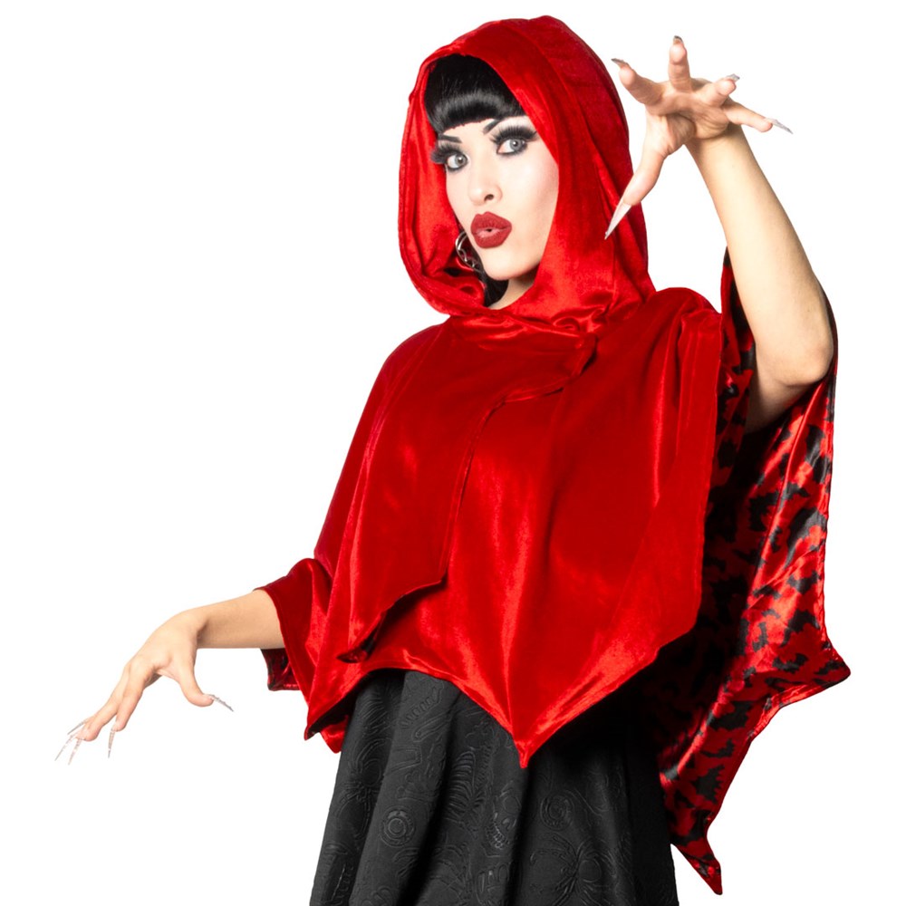 Bat Wing Velvet Red Short Cape