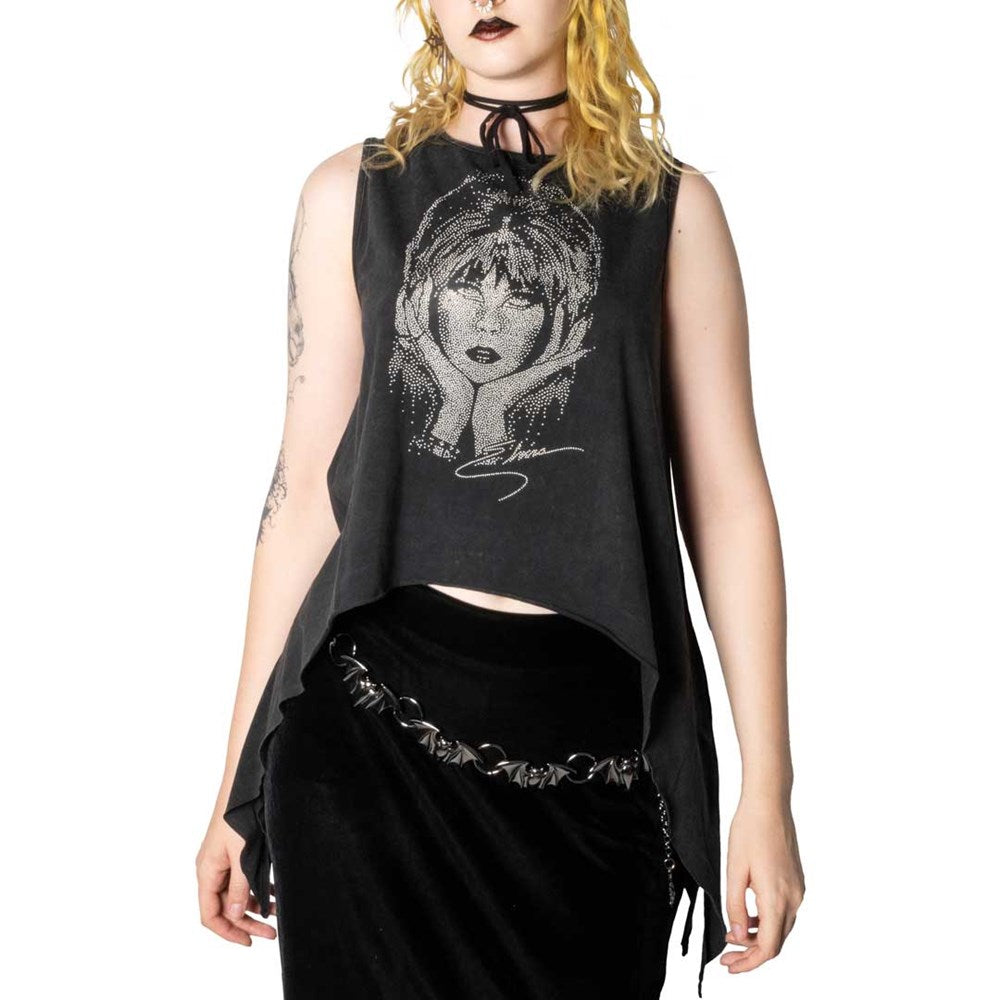 Elvira Studded Portrait Shark Bite Top Hip Crypt Kreepsville