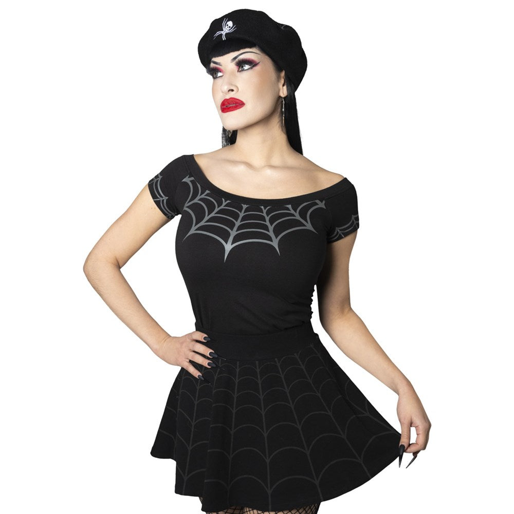 Spiderweb Grey Shoulder Top