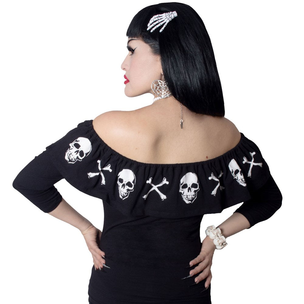 Ruffle Top Anatomical Skull and Bones
