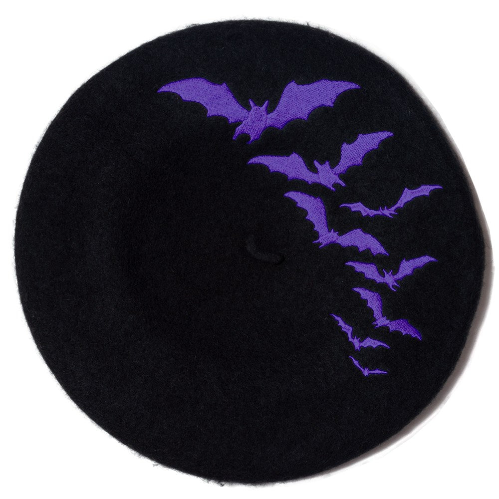 Bat Repeat Purple Beret Hat