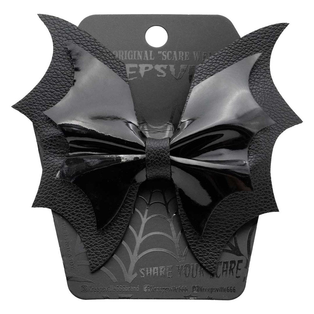 Batwing Black PVC Hair Bow