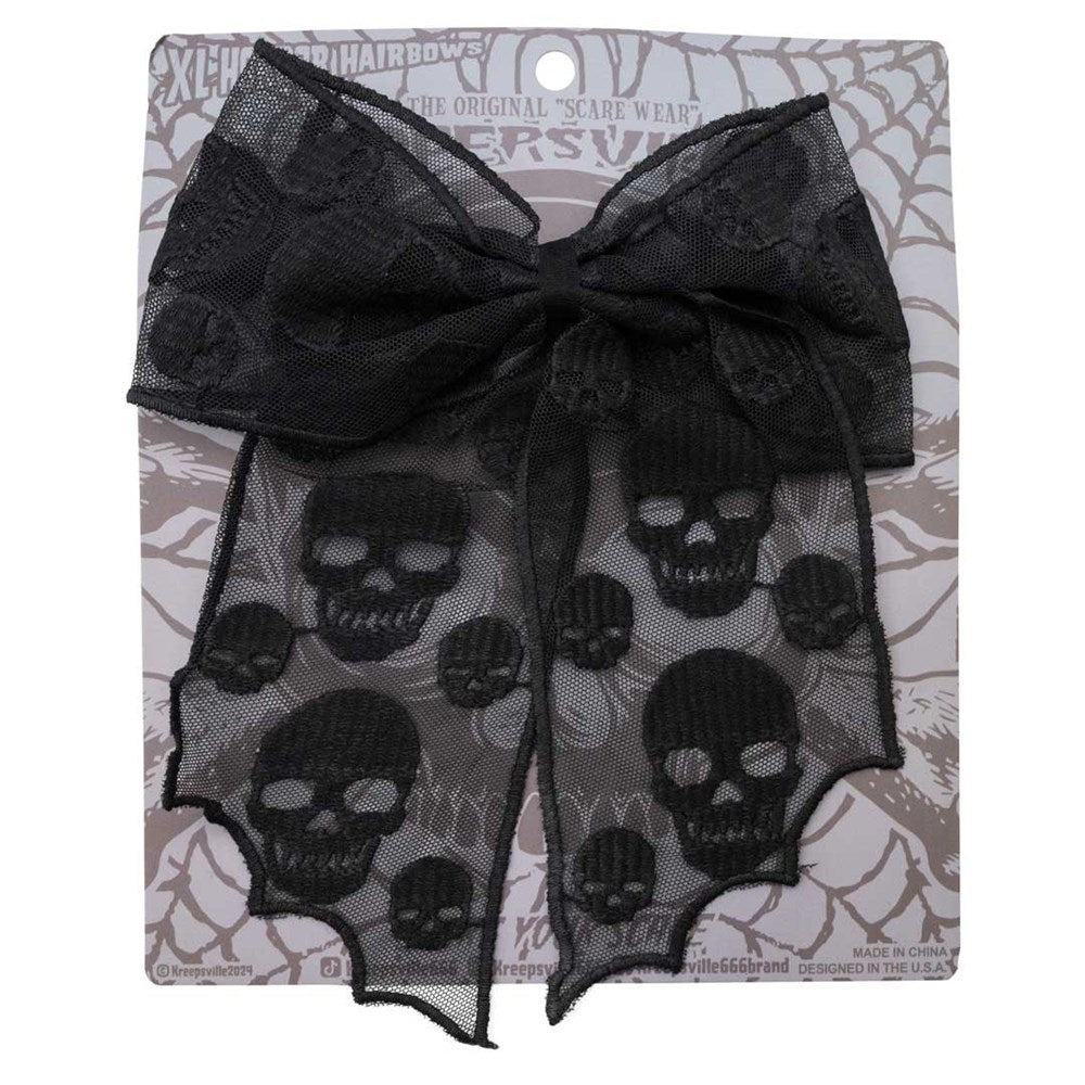 Skull Lace Hair Bow