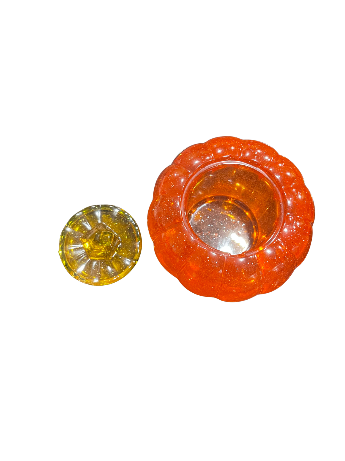 Handmade Orange Resin Pumpkin Trinket Jar with Lid by LoRe Creations