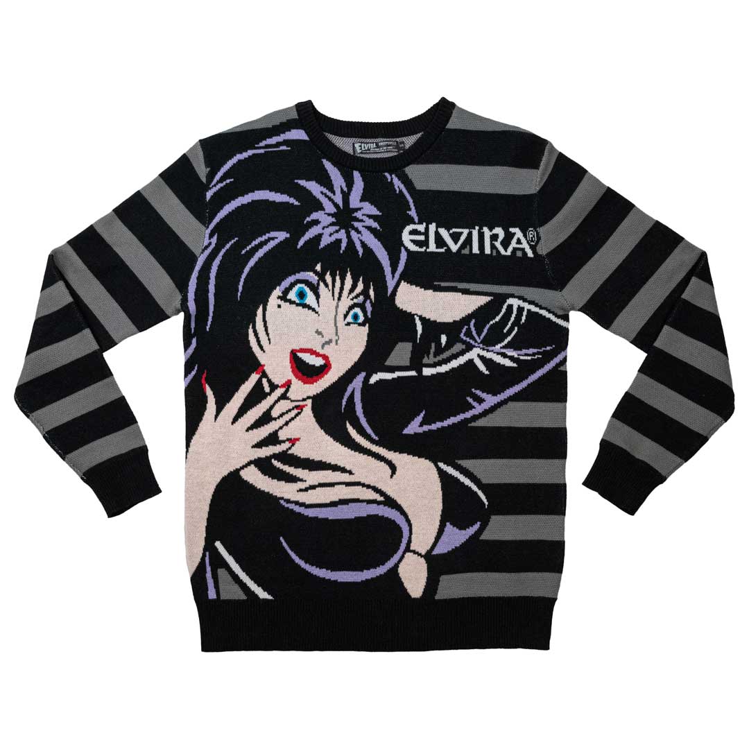 Elvira Grey Striped Sweater
