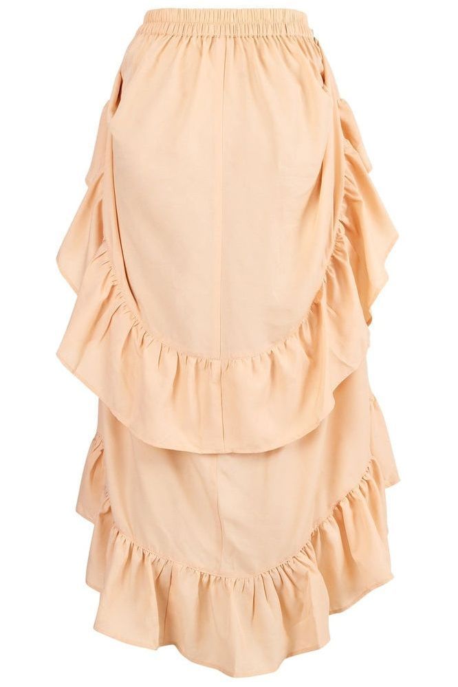 Beige Crepe Adjustable High Low Skirt - Daisy Corsets
