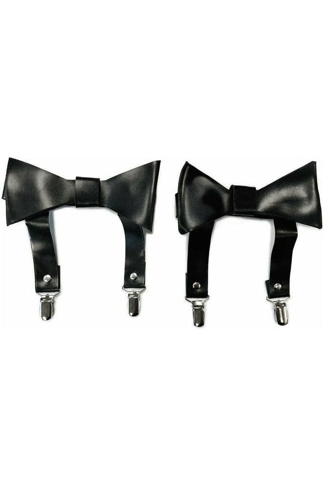 Black Faux Leather Garters set of 2