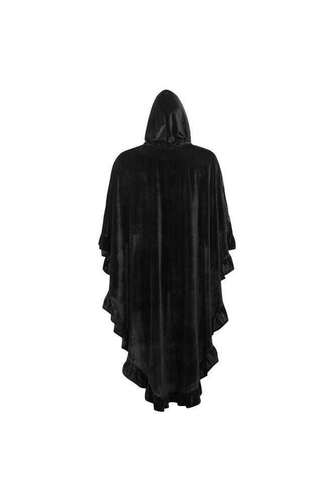 Black Velvet Hooded Ruffle Cape - Daisy Corsets