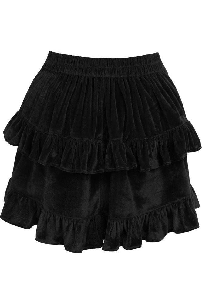 Black Velvet Ruched Bustle Skirt - Daisy Corsets