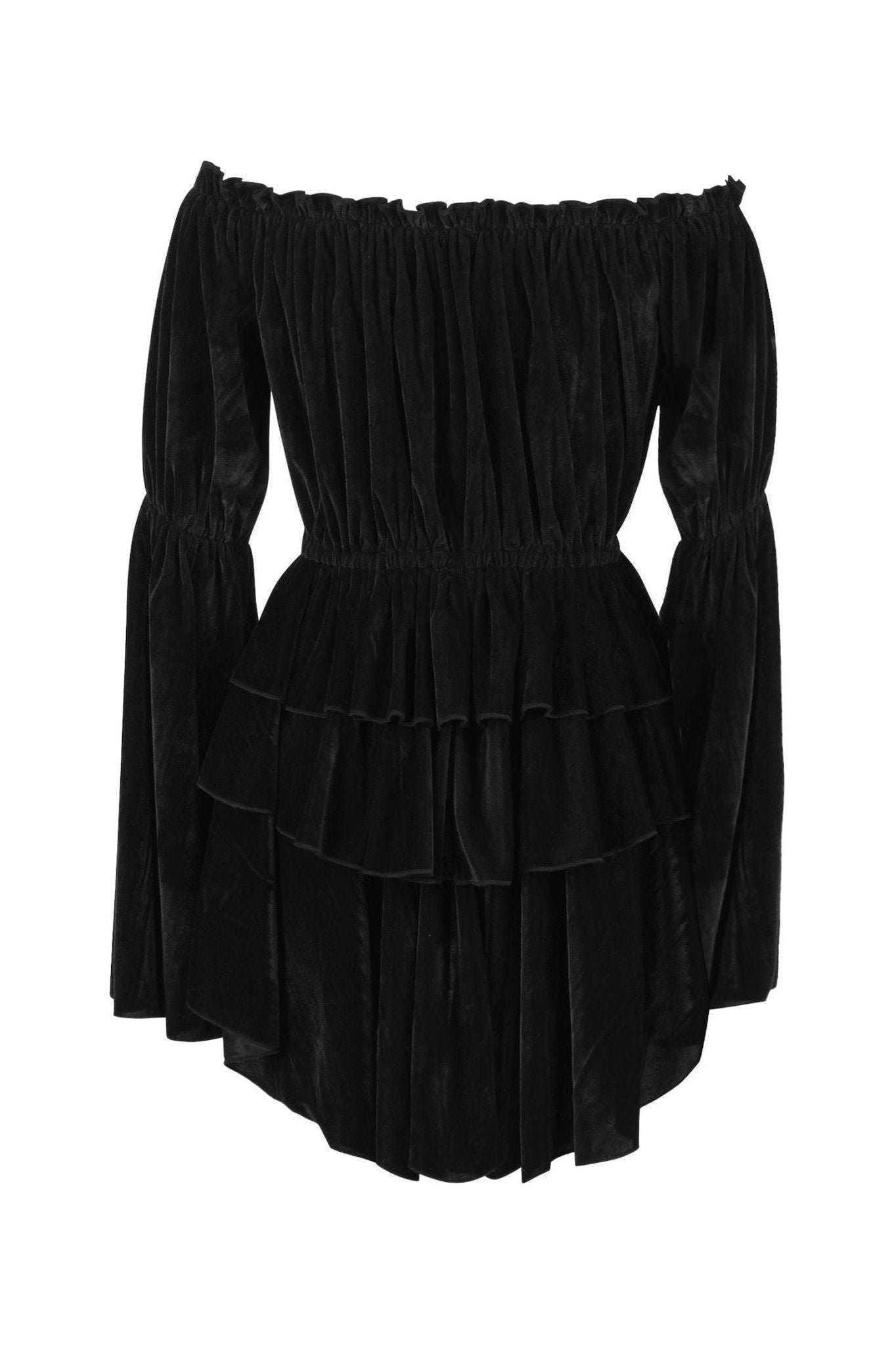 Black Velvet Ruffle Dress - Daisy Corsets