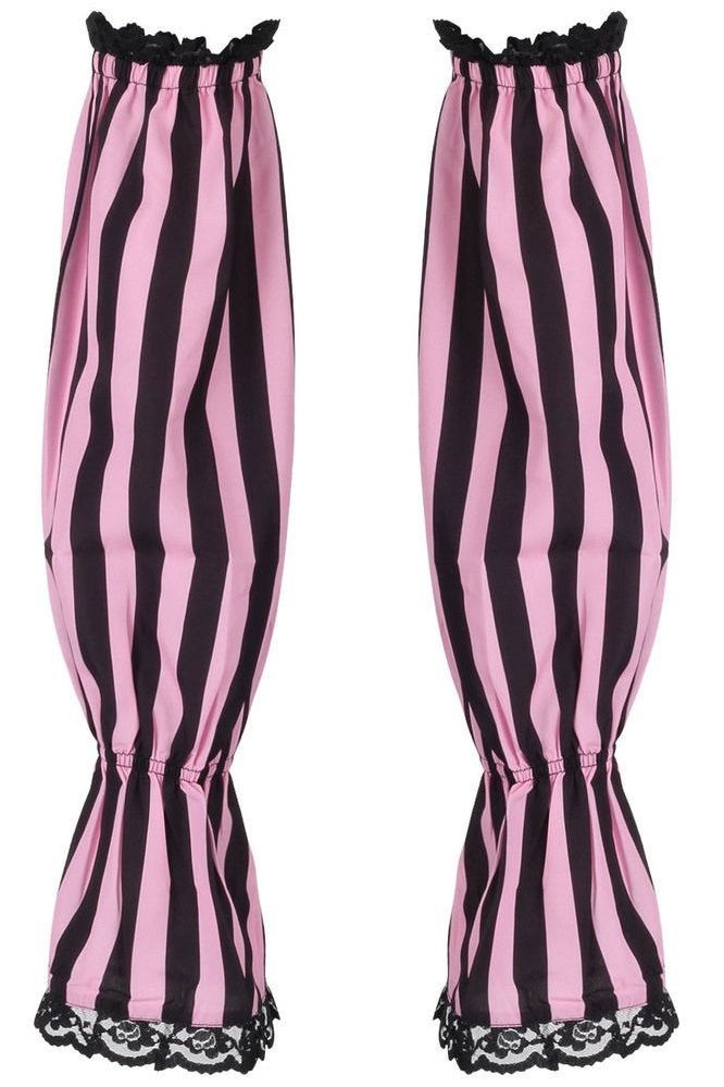 Black/Pink Striped Smocked Sleeves - Daisy Corsets