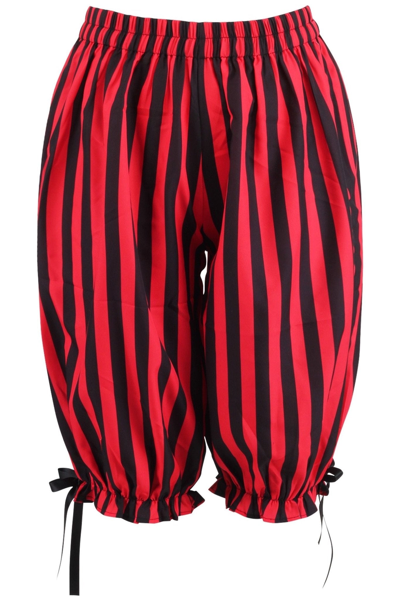 Black/Red Striped Crepe Long Bloomers - Daisy Corsets