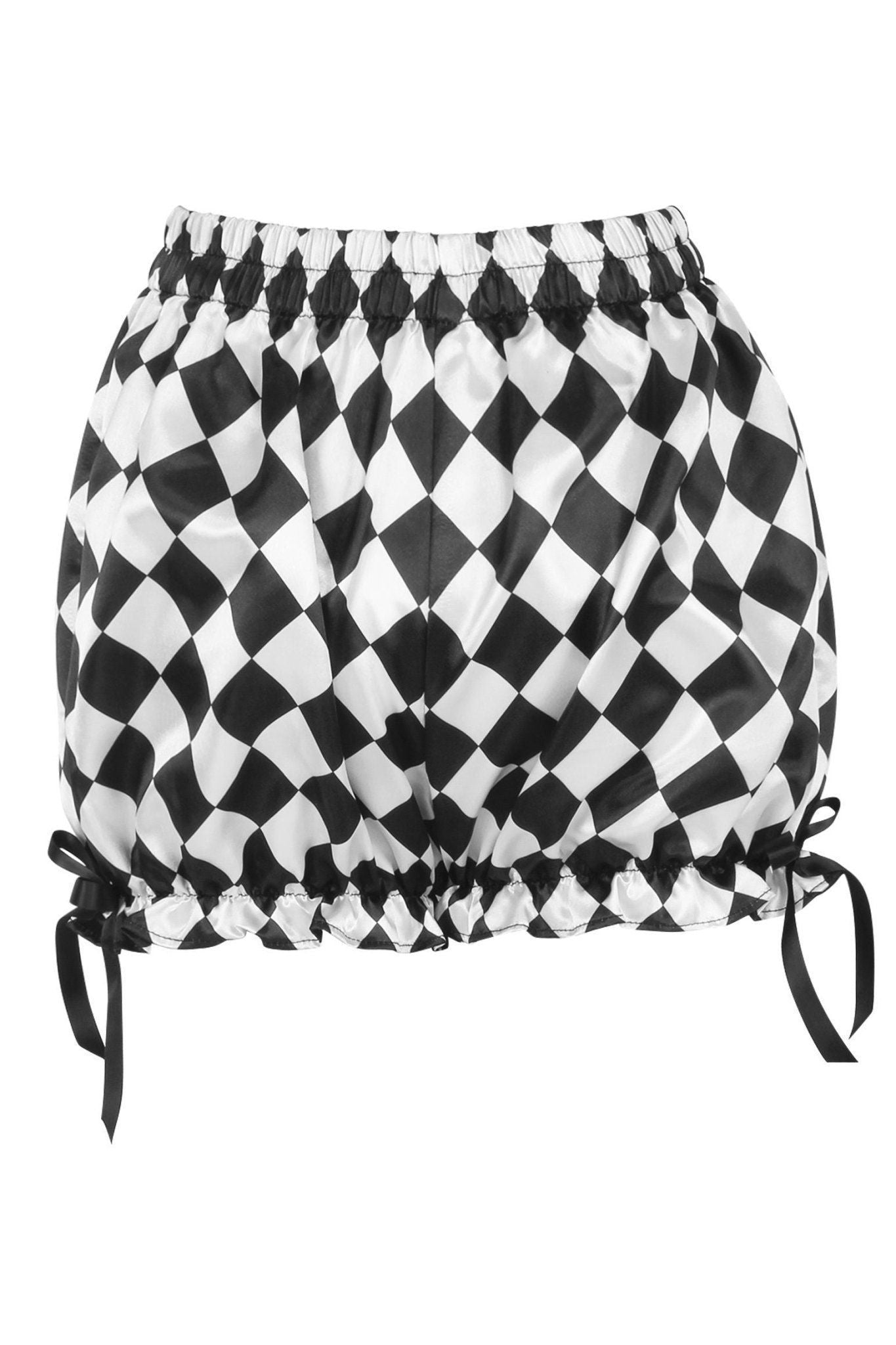 Black/White Diamond Print Satin Bloomers - Daisy Corsets