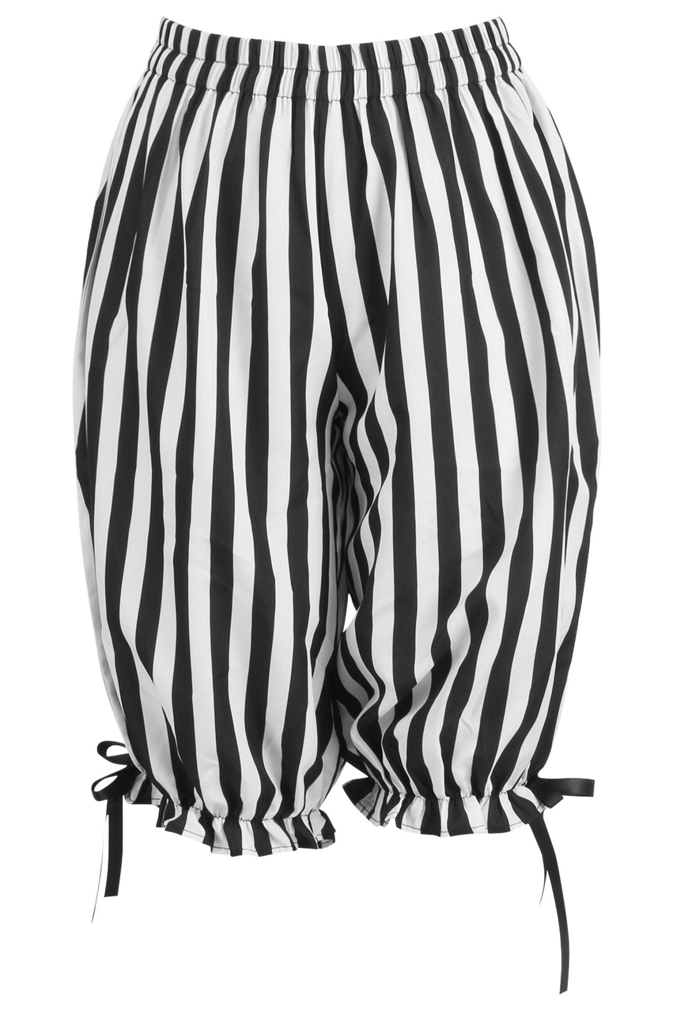Black/White Striped Crepe Long Bloomers - Daisy Corsets