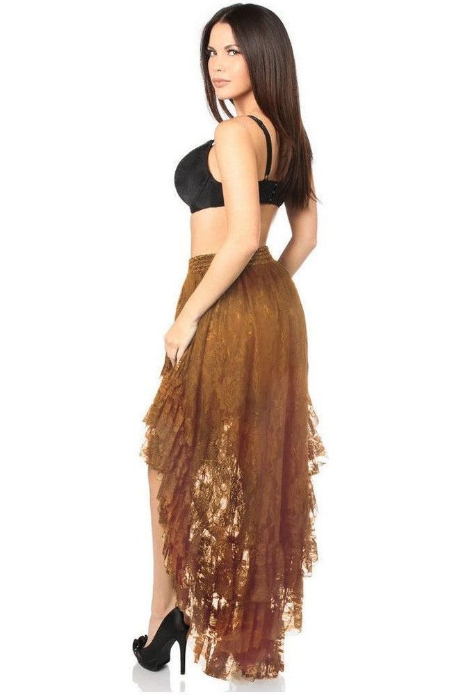 Brown High Low Lace Skirt - Daisy Corsets