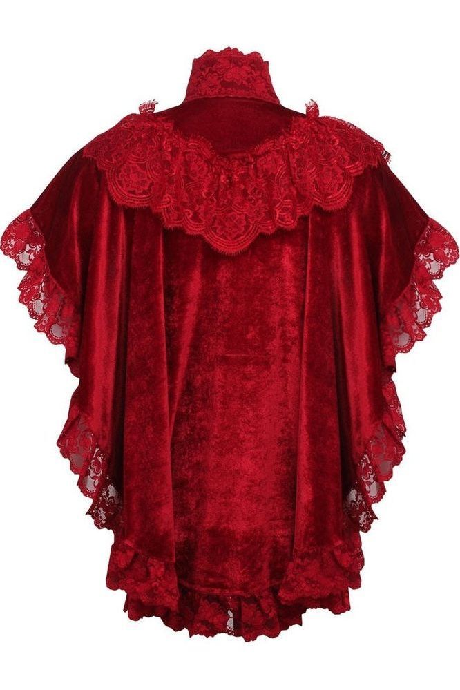 Dark Red Velvet & Lace Capelet