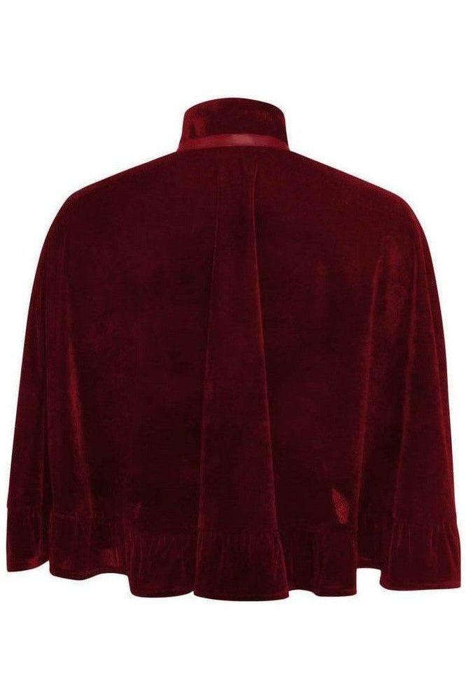 Dark Red Velvet Ruffle Cape - Daisy Corsets