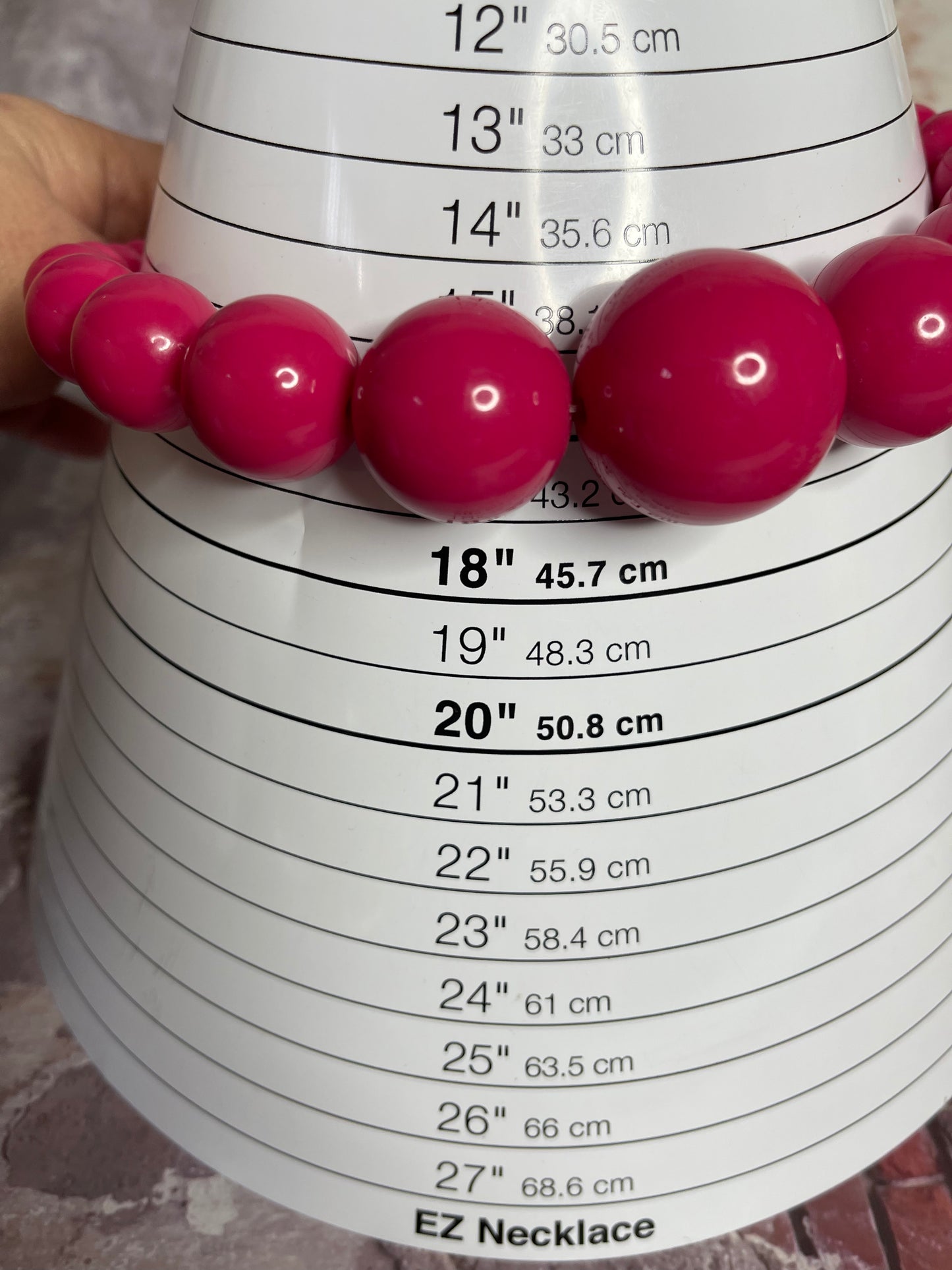 Vintage Fuchsia Graduated Large Bead Necklace