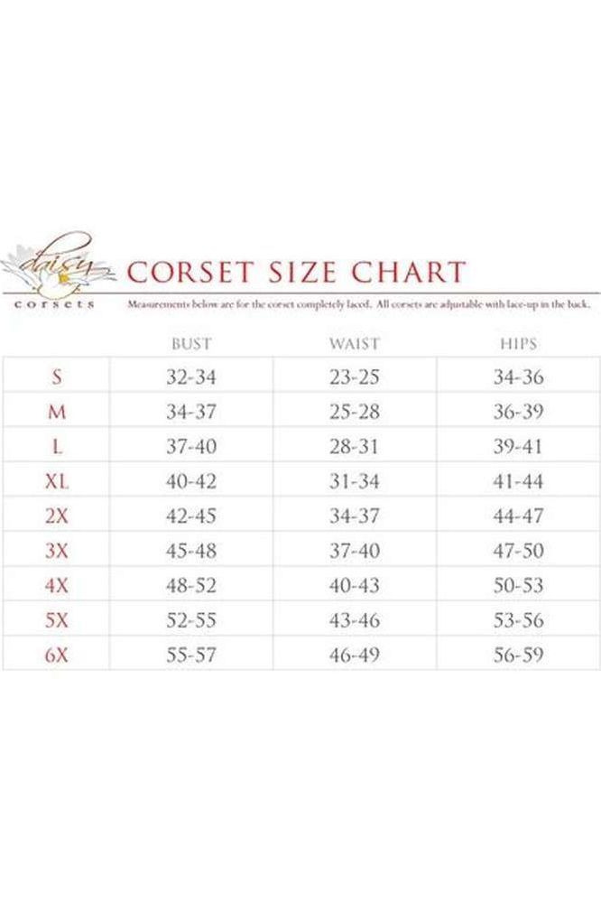 Top Drawer Black Faux Leather & White Lace Trim Steel Boned Corset