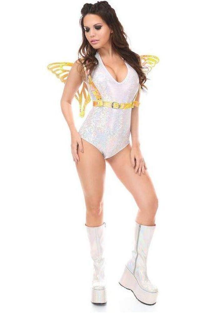 Yellow/Pink Holo Large Butterfly Wing Body Harness - Daisy Corsets