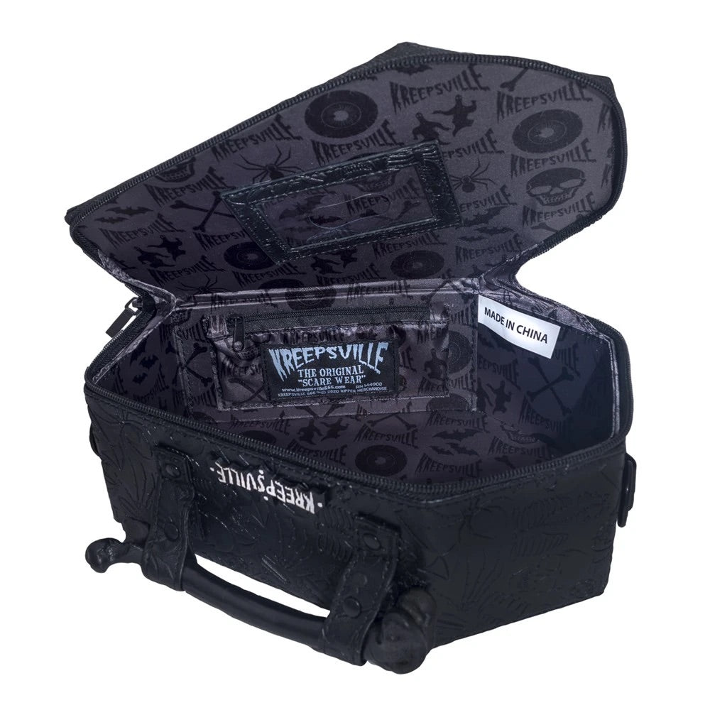 Embossed Skull Coffin Purse Bag Handbag Hip Crypt Kreepsville Halloween Movie TV Horror Crossbody