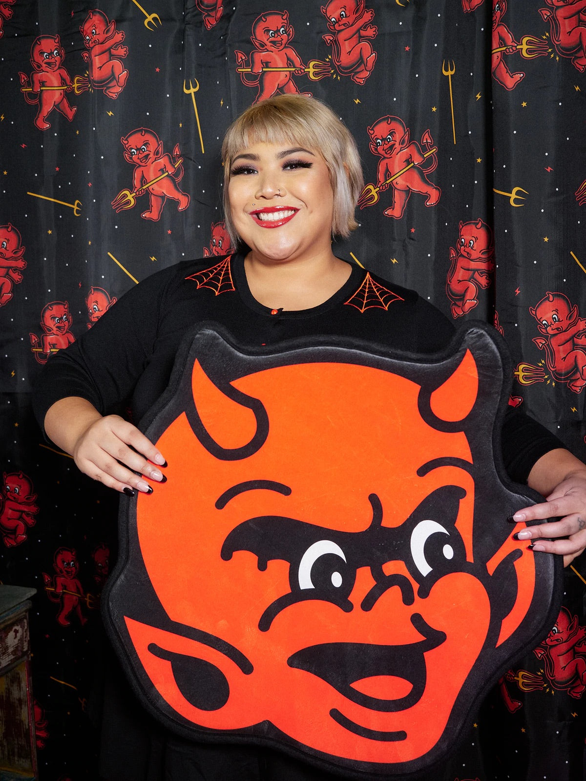 Hot Stuff Shower Curtain Retro Housewares Bathroom Hip Crypt Sourpuss