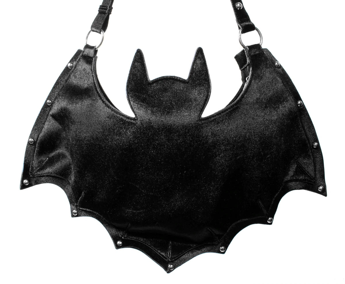 Studded Black Bat Bag Purse Handbag Hip Crypt Halloween Horror Sourpuss Clothing