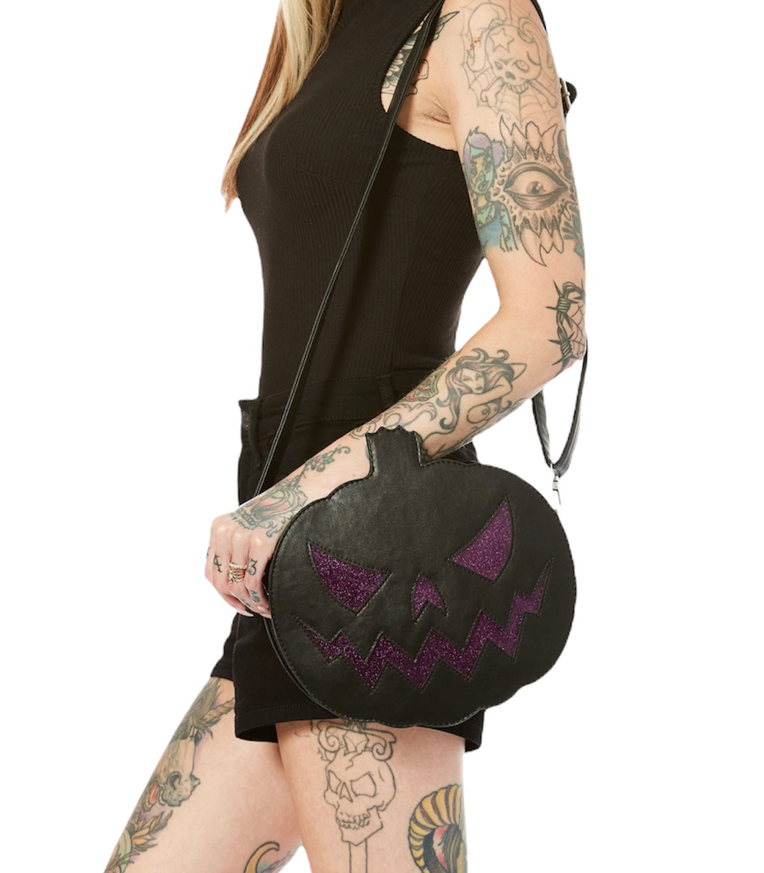 Sparkle Pumpkin Purse Black Purple Bag Handbag Hip Crypt Halloween Horror Sourpuss Clothing