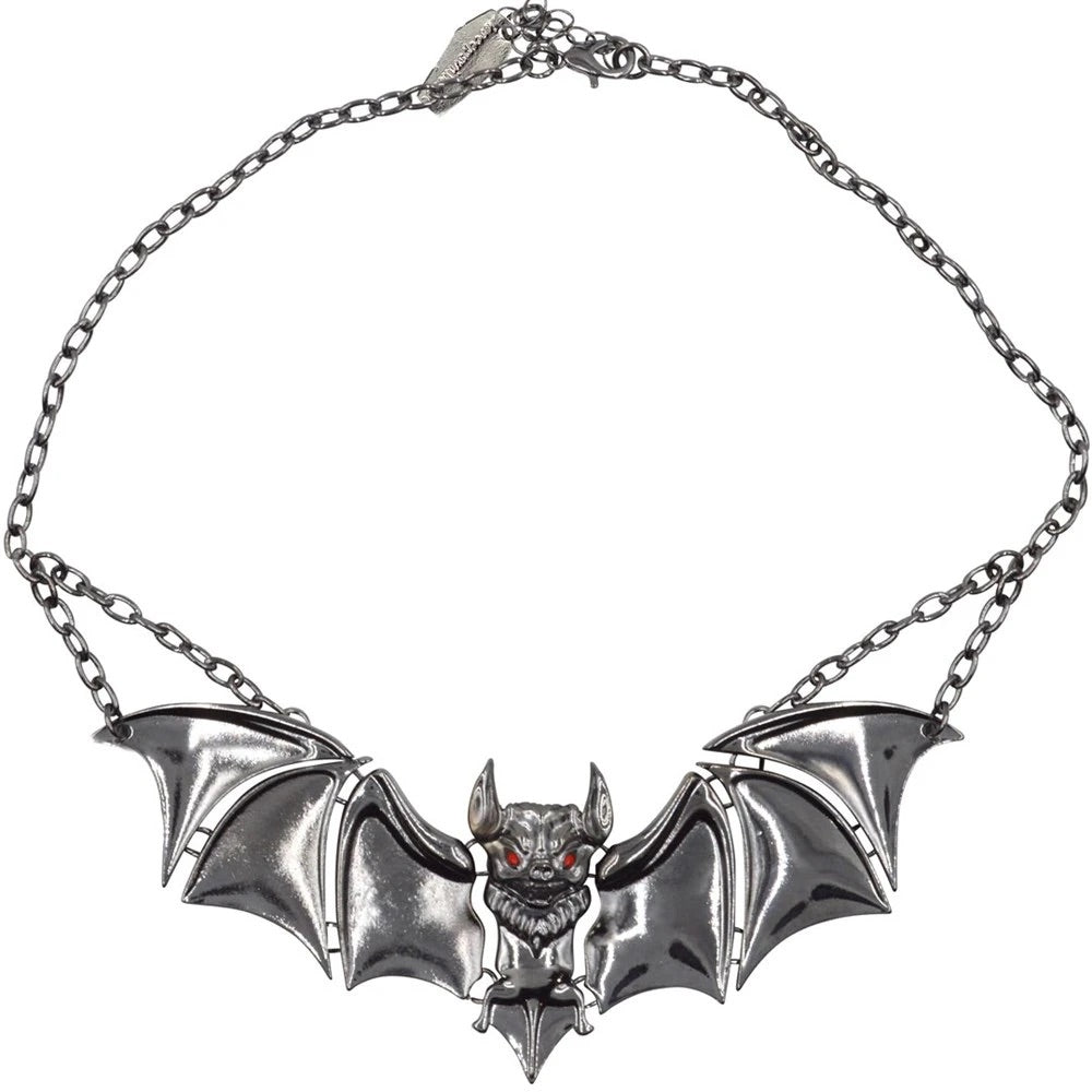 Creature Of The Night Bat Chrome Necklace Goth Hip Crypt Jewelry Kreepsville