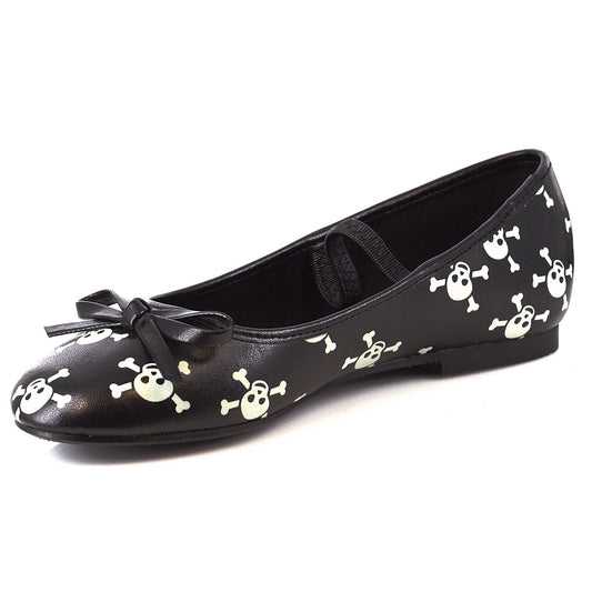 013-SKULL 1031 Shoes  Glow In The Dark Skull Ballet Flat. Childrens FLATS