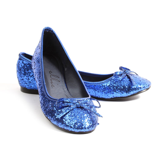 016-MILA-G Ellie Shoes Adult Glitter Flat With Bow EXTENDED S FLATS