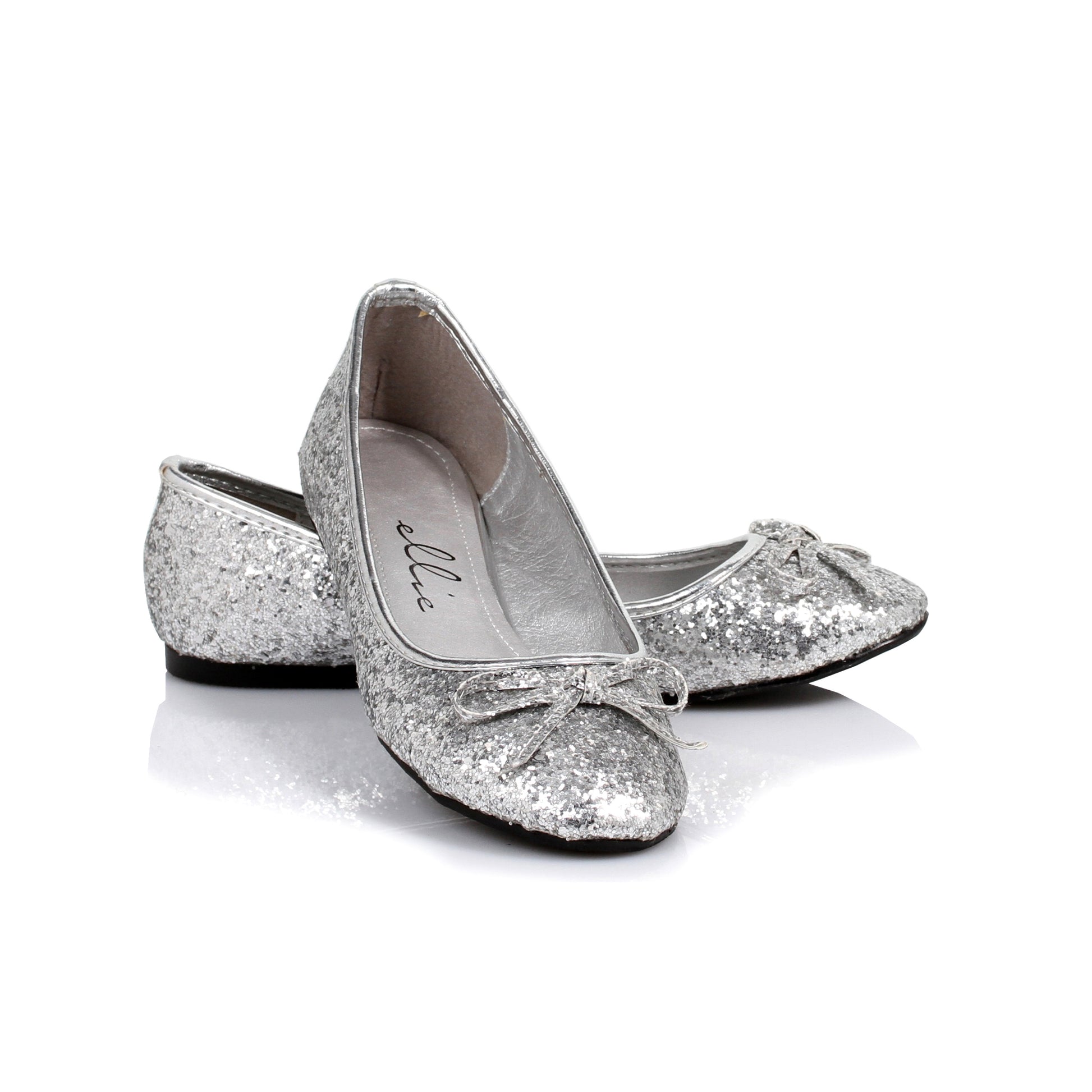 016-MILA-G Ellie Shoes Adult Glitter Flat With Bow EXTENDED S FLATS