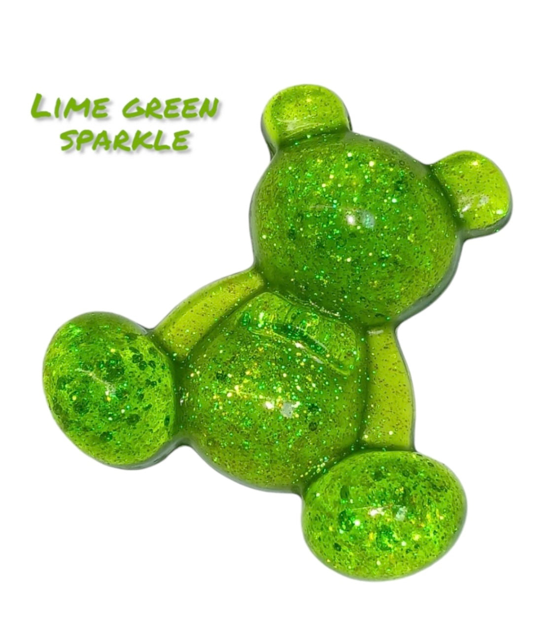 Lime Green Sparkle Resin Bear