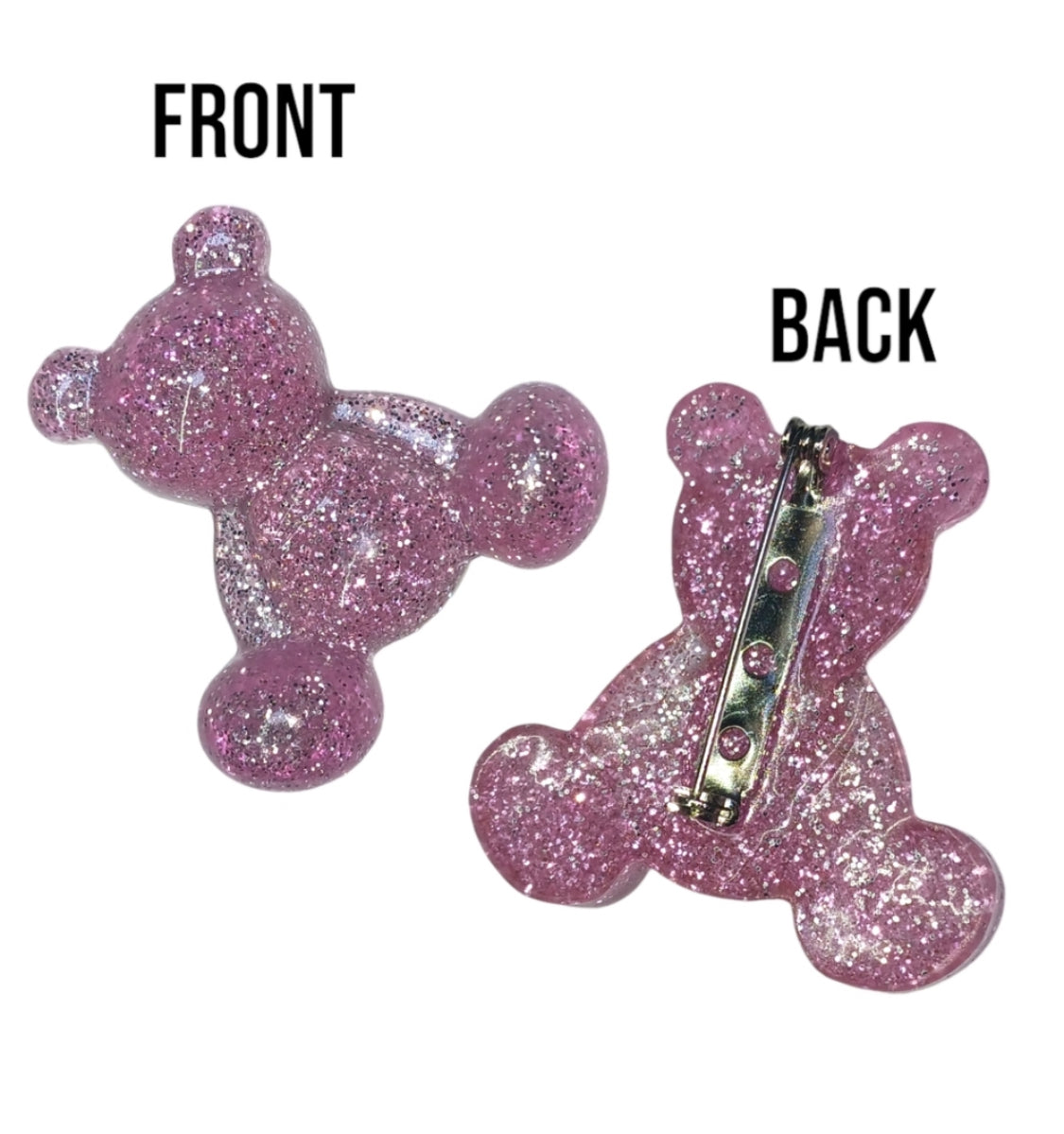 Pink Silver Glitter Resin Bear