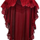 Tapered Dark Red Velvet & Lace Capelet