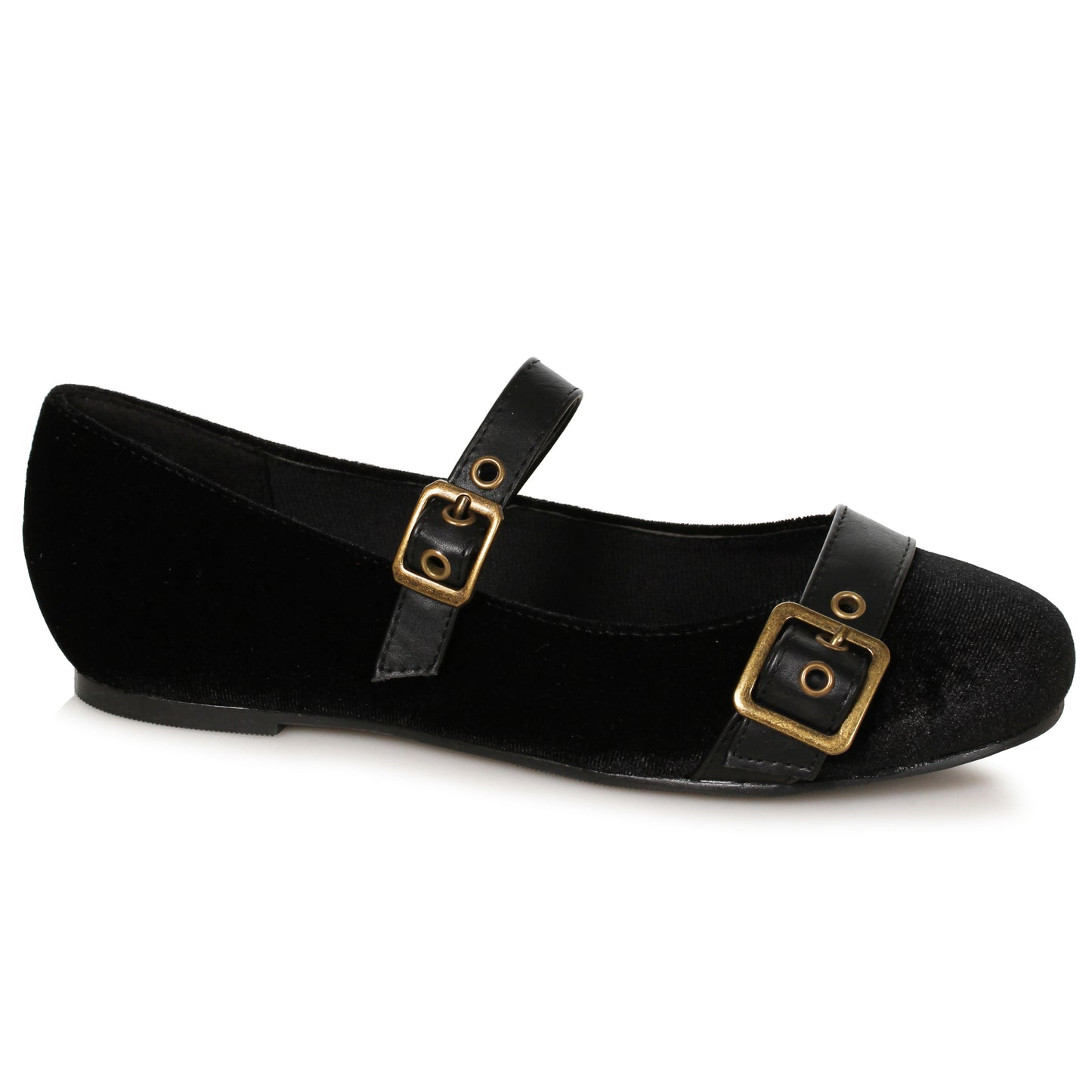 100-EMERALD Ellie Shoes Women's Velvet Witch Flat with Buckles FLATS