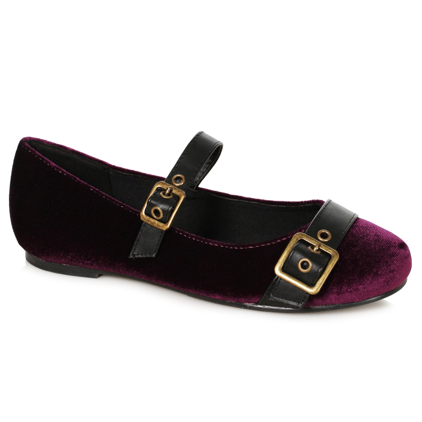 100-EMERALD Ellie Shoes Women's Velvet Witch Flat with Buckles FLATS