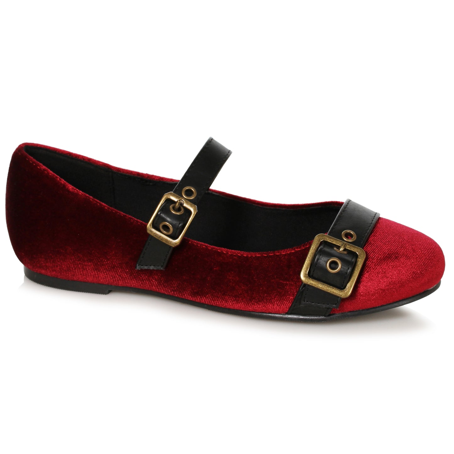 100-EMERALD Ellie Shoes Women's Velvet Witch Flat with Buckles FLATS