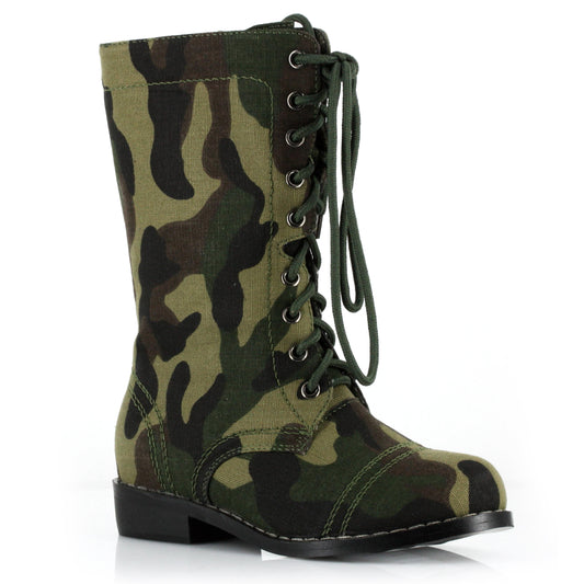 101-BOOTCAMP 1031 Shoes 1" Heel Camo Ankle Boot. Children KNEE HIGH