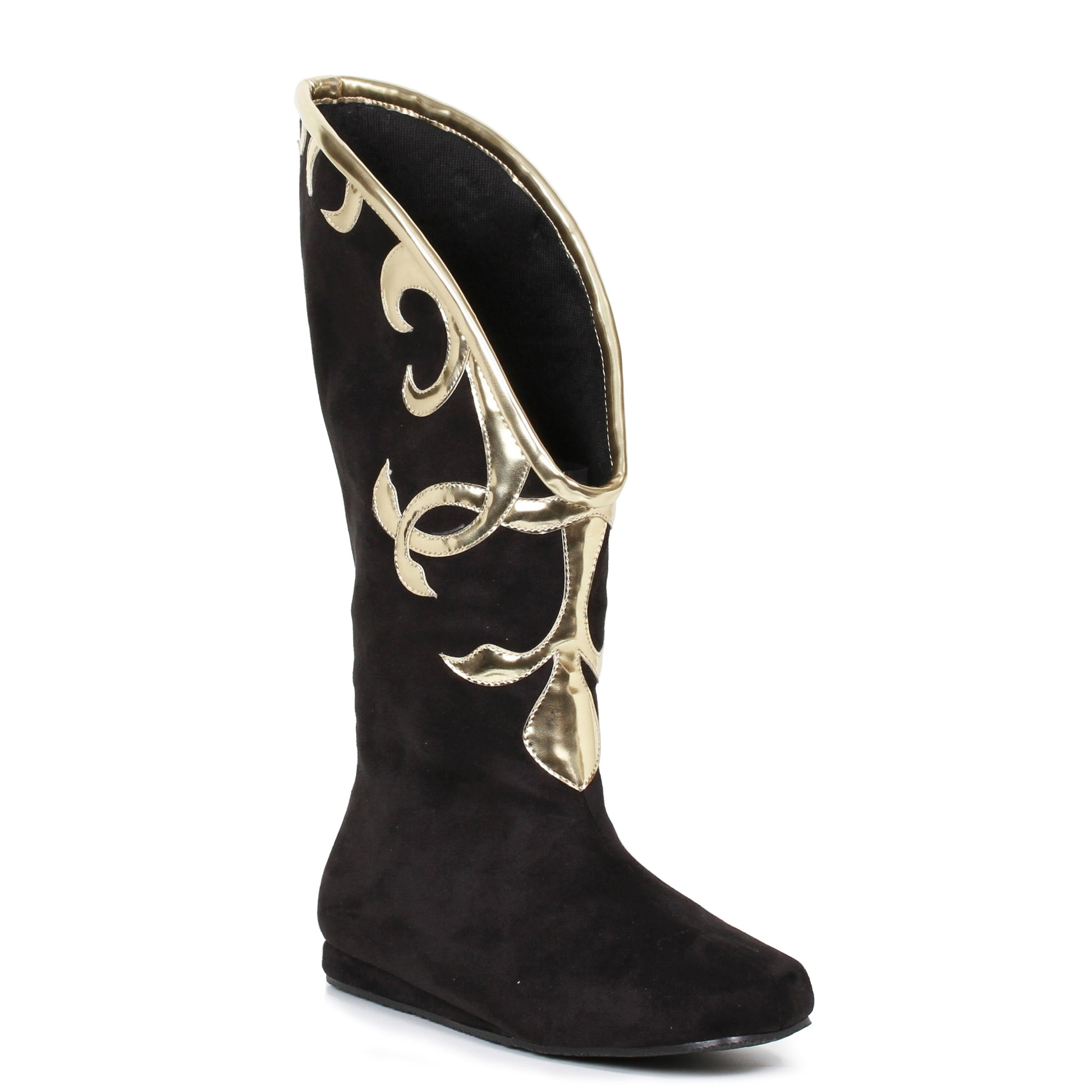 103-ALBA Ellie Shoes Flat Microfiber Boot with Gold Trim ANKLE BOOT FLATS