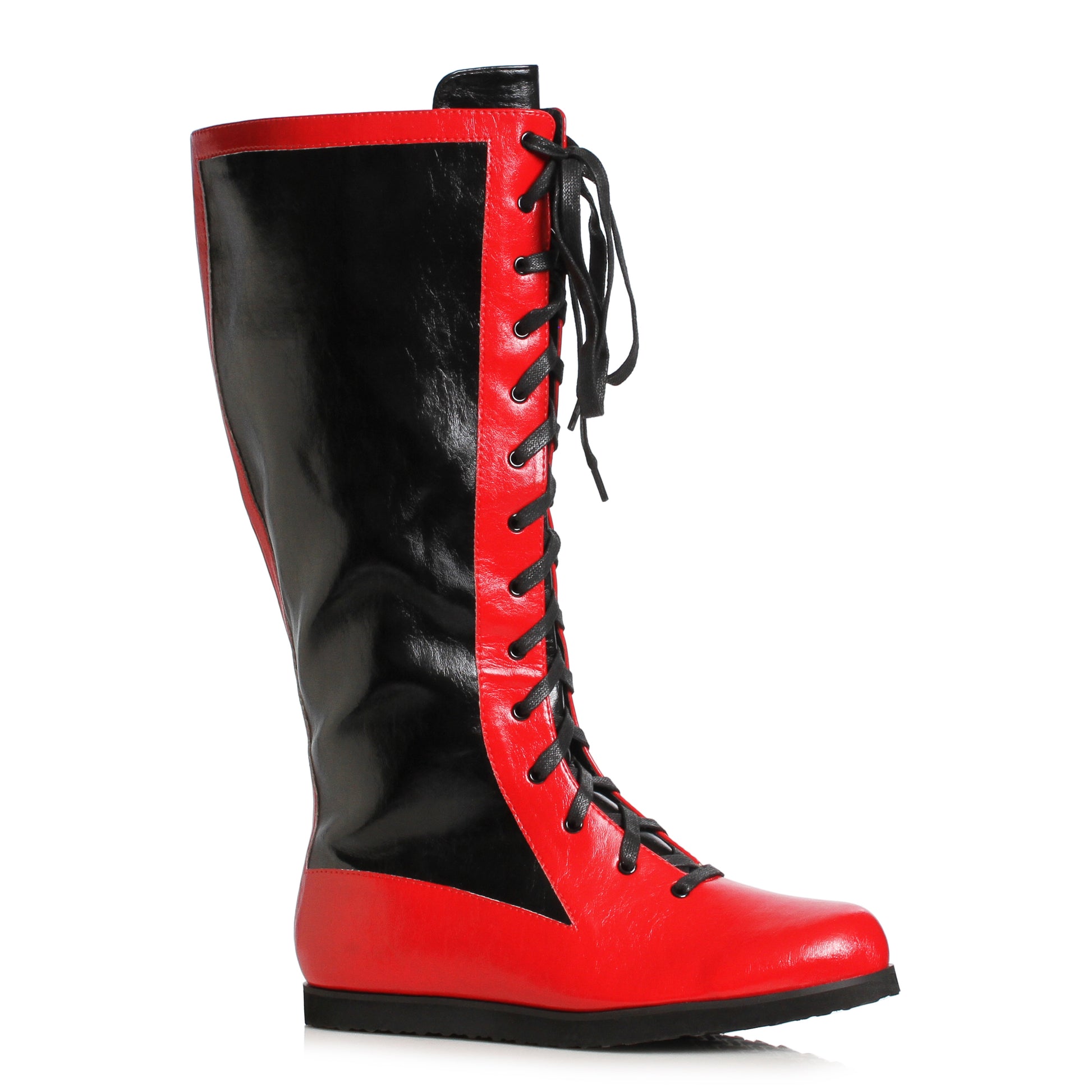 119-MACHO 1031 Shoes 1" Men's Boot with Side Zipper & Front Laces FLATS KNEE HIGH